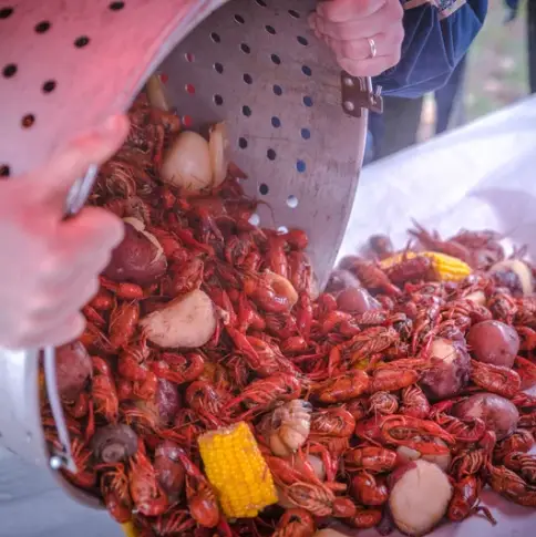 At Rayford Crossing, a steaming pot of boiled crawfish, potatoes, and corn is poured onto the table, making it one of Spring's attractions you won't want to miss.