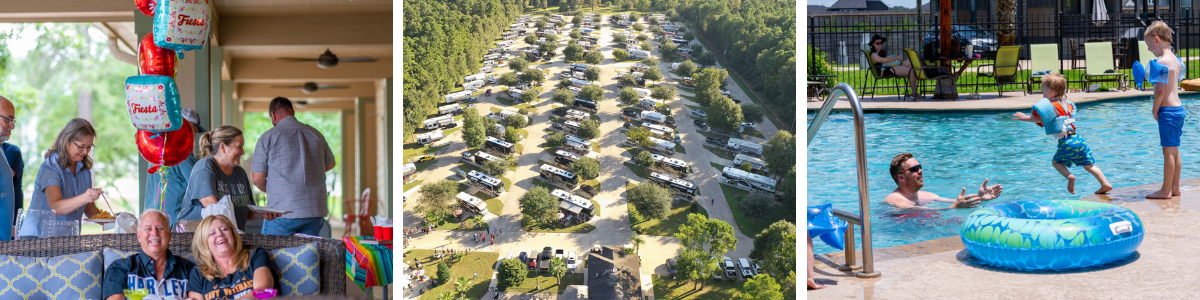 3 Photos with People, RVs, and a Pool